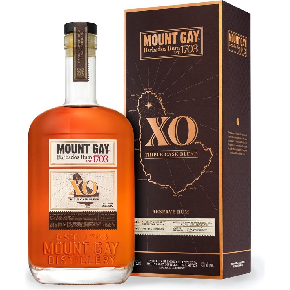 MountGay-Photo-MountGayXO-Bottle_GB75clLarge.jpg Mount Gay XO Triple Cask Blend Rum 750mL - Image 1
